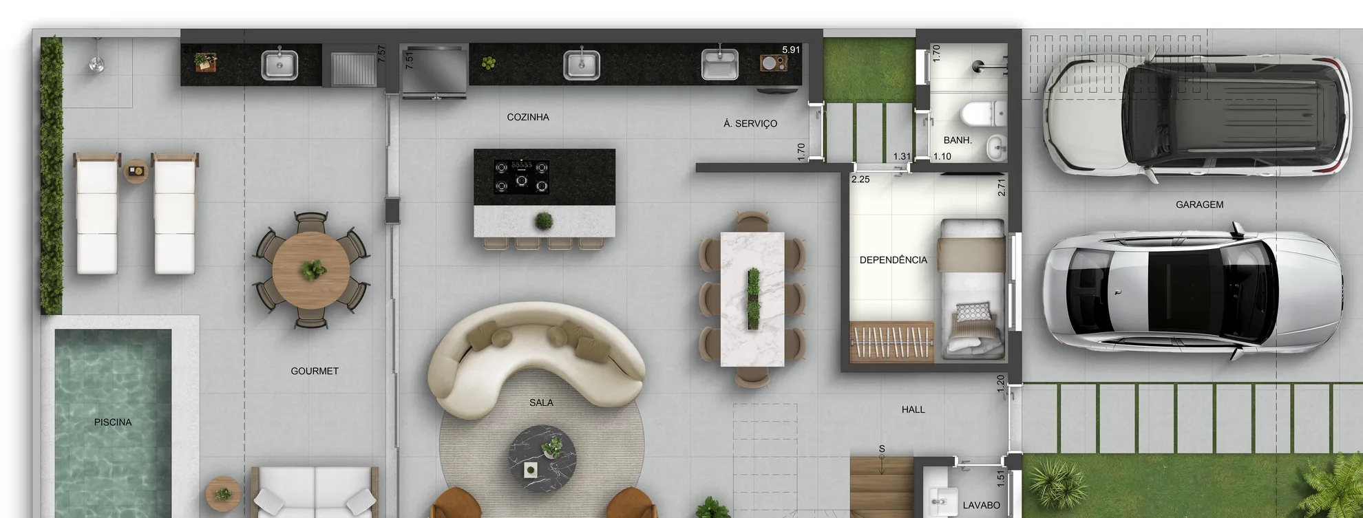 Planta do pavimento social · opção de uma casa do Barra Home Design
