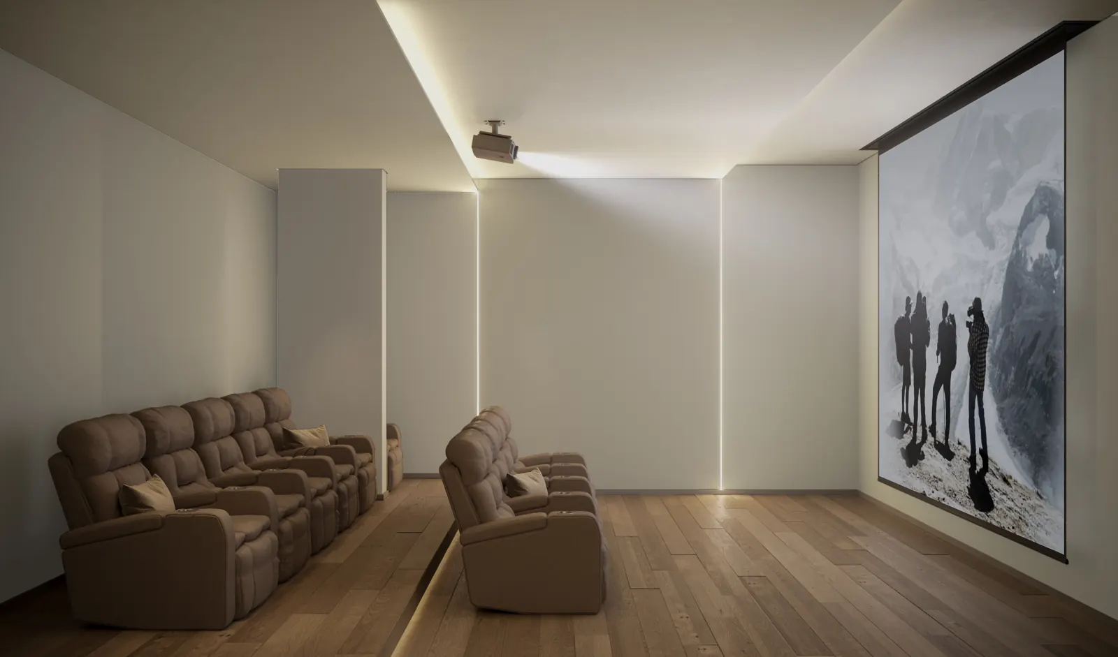 Sala de cinema com poltronas reclináveis