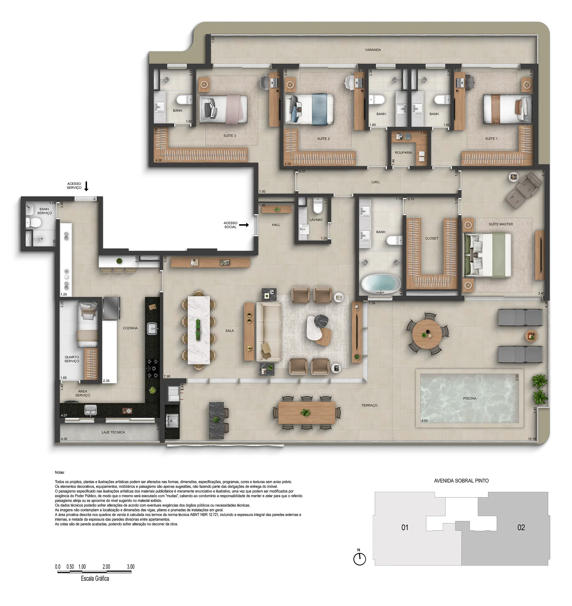 Planta do Cobertura linear 02 do Marino, 289,26 m²
