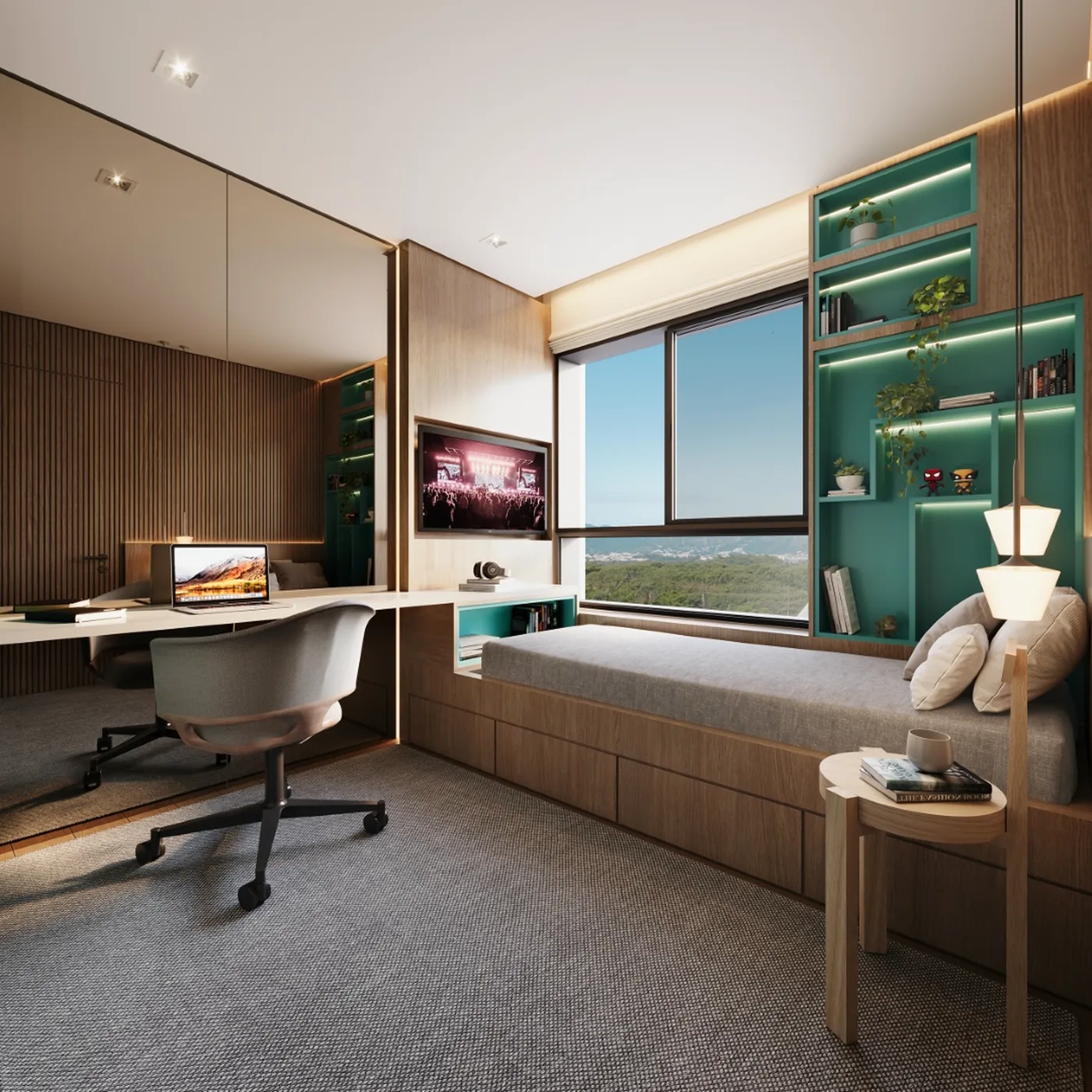 Suíte com closet e vista