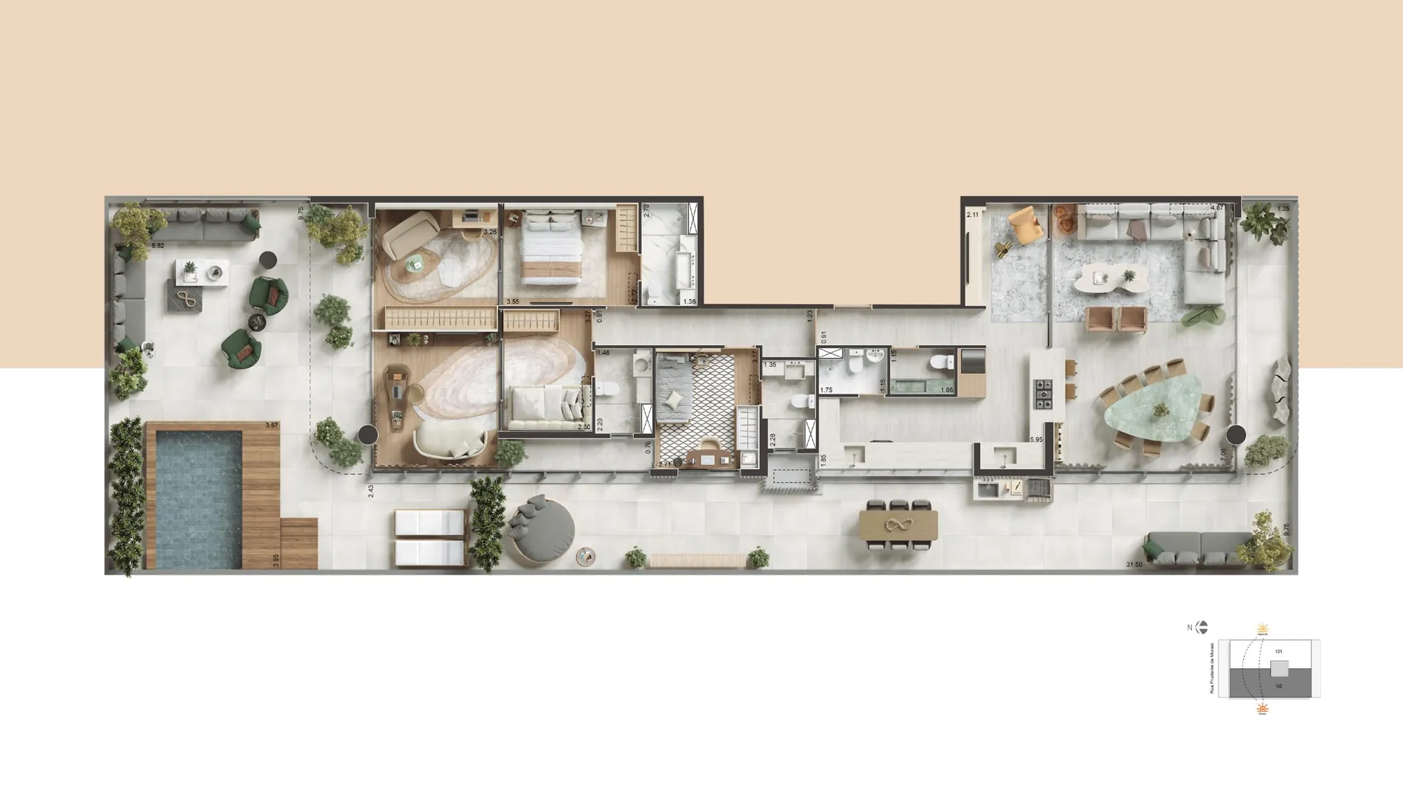 Planta do Vista Ipanema: Up gardens · 101 e 102